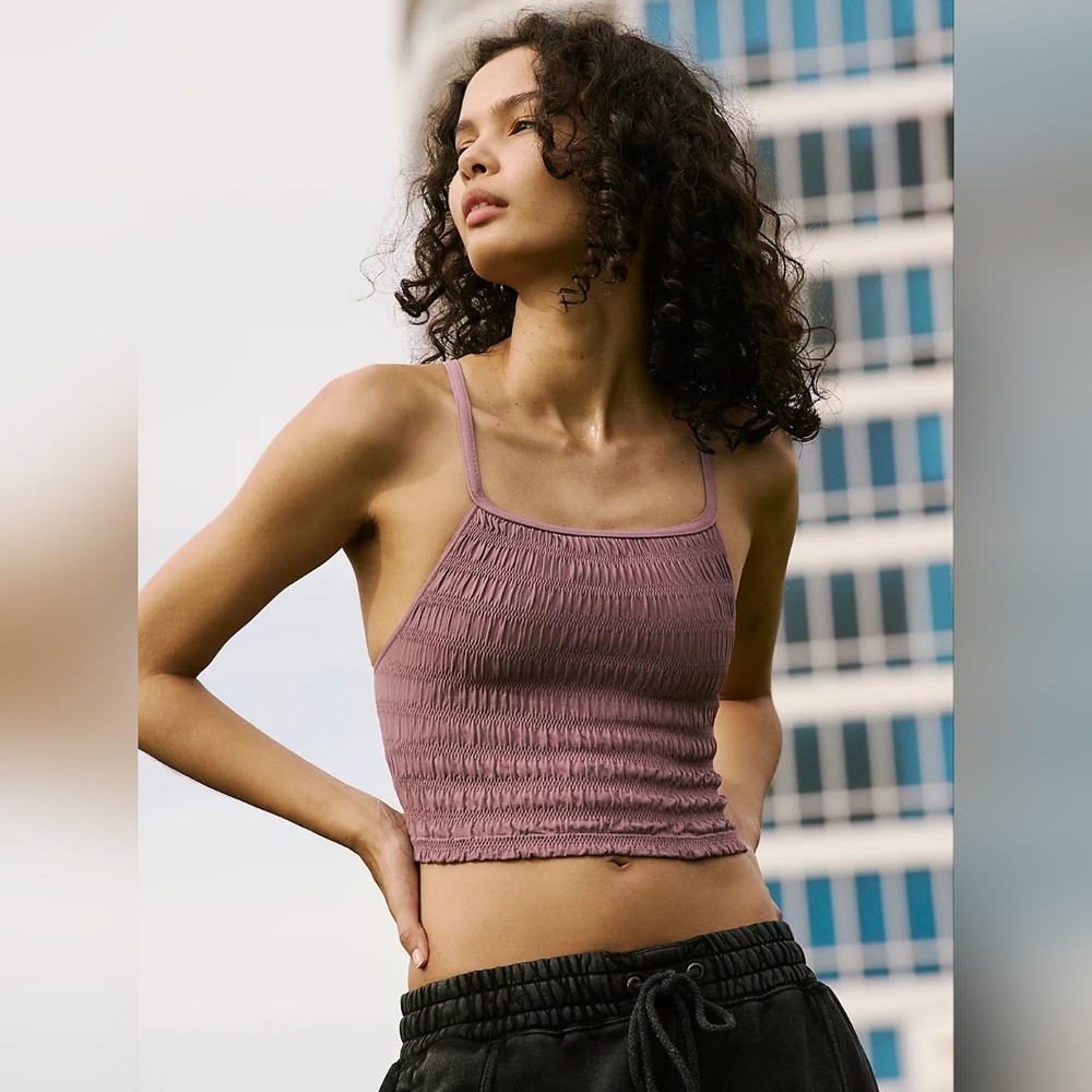 🪷NWT Free People FP Movement Femme Ruched Tank, XL In Purple Mountain 🌙